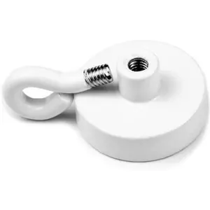 Íman Neodymium (NdFeB) com ilhós N38 Ø25.3mm - branco