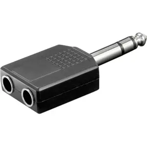 Adaptador Jack6,3 macho stereo - 2x Jack6,3 fêmea stereo