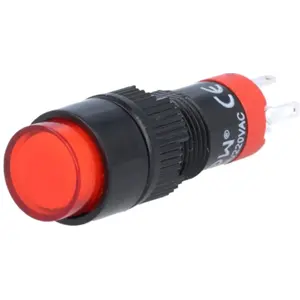 Botão interruptor de pressão unipolar SPDT ON-(ON) 24VDC 1A para soldar - vermelho - com luz LED 230V