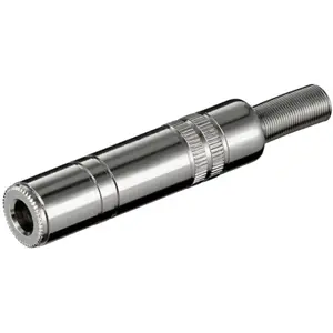 Ficha Jack6.3 mono fêmea c/ protecção p/ cabo - metálica