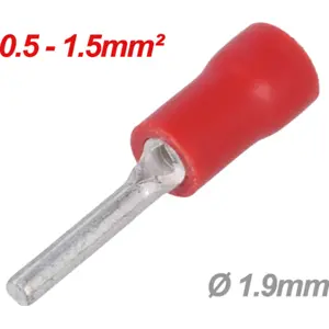 Terminal fino macho isolado vermelho (0.5-1.5mm²) Ø1.9mm
