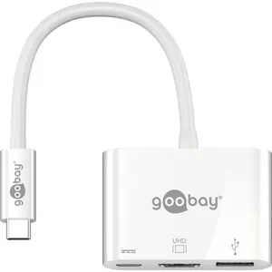 Adaptador/conversor multiport USB C macho ➝ USB-C fêmea + HDMI A fêmea + USB A 3.0 fêmea - 0.15m
