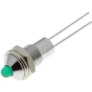 Indicador LED 3mm 2.2VDC metálico para PCB Ø6.2mm verde