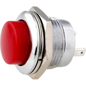 Botão interruptor de pressão monoestável - OFF-(ON) - 250VAC 3A (2 pinos) vermelho metálico