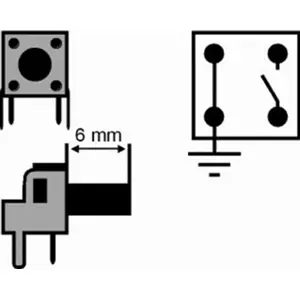 Botón miniatura 7.5x7.2x(9.5)mm, vertical, 2 pines + masa