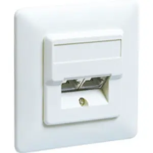 Tomada DUPLA - RJ45 - 8VIAS p/ embutir - BLINDADA Cat5e