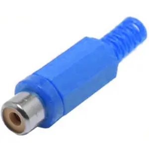 Ficha RCA Fêmea Azul c/ protecção para cabo