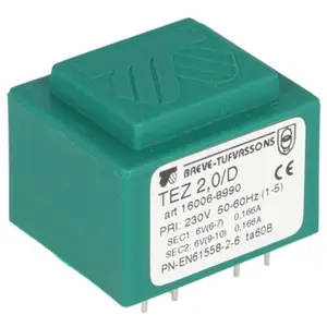 Transformador encapsulado para PCB 230VAC/6V+6V 2VA 0.166A