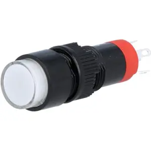 Botão interruptor de pressão unipolar SPDT ON-(ON) 24VDC 1A para soldar - branco - com luz LED 230V