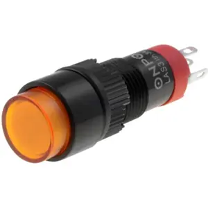 Botão interruptor de pressão unipolar SPDT ON-(ON) 24VDC 1A para soldar - laranja - com luz LED 230V