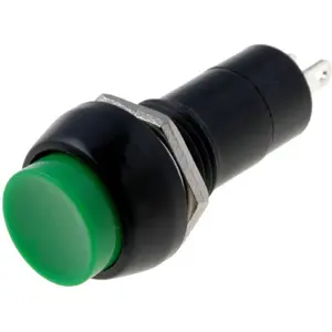 Interruptor de pressão 1 posição estável OFF-(ON) unipolar redondo verde
