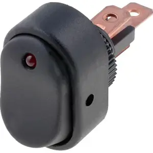 Interruptor basculante 2 posições estáveis - ON-OFF - 12/24Vdc 30A (3 pinos) - LED 12VDC vermelho