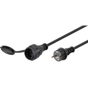 Extensão Schuko (3x1.5mm2) - c/ tampa de protecção - 5.0m - preto