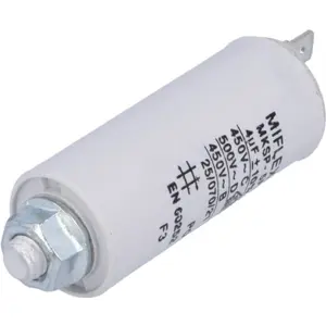Condensador para motor   4.0uF 450V Ø25x58mm - c/ terminais 6.3mm e parafuso M8