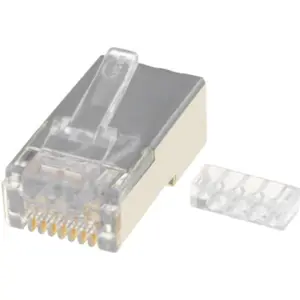 Ficha RJ45 Blindada de cravar 8P/8C c/ GUIA - Cat6