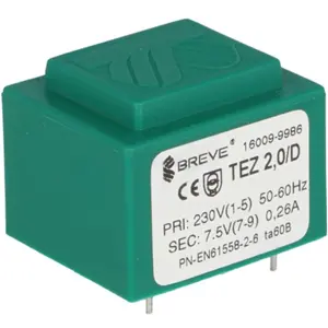 Transformador encapsulado para PCB 230VAC/7.5V 2VA 0.26A