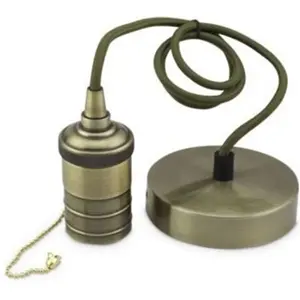 Suporte para lâmpadas E27 de suspensão 1m c/ interruptor de fio - Niquel Satin