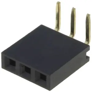 Barra de 3 pinos (1x3) fêmea 2.54mm 90º para PCB