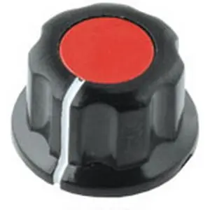 Botão de parafuso para potenciómetro [veio liso] c/ indicador Ø16.5x11mm - vermelho