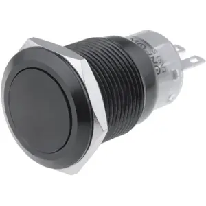 Botão interruptor de pressão anti-vandalismo unipolar SPDT ON-(ON) 24VDC 1A para soldar - preto
