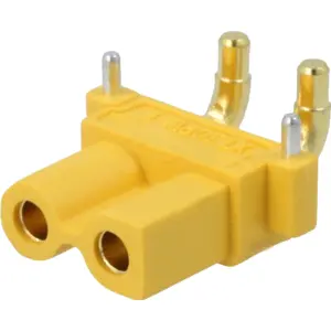 Ficha XT30 Fêmea 2PIN de soldar 90º p/ PCB 15A