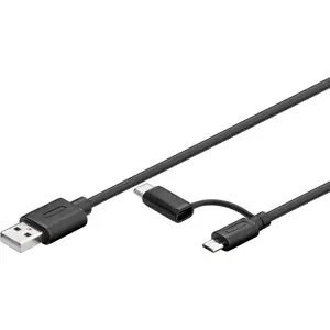 Cabo USB2.0 tipo B 2 em 1 (USB-C / Micro-USB) - 1m