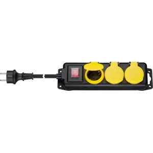 Bloco de 3 tomadas p/ exterior c/ interruptor IP44 - 3.0m