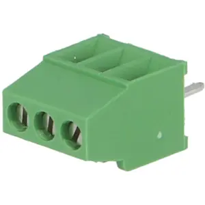 Bloco de 3 terminais com parafuso (0.03..1mm²) 2.54mm 90º para PCB - verde