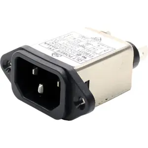 Ficha IEC C14 (macho) 3pin 3A painel com filtro - QLT Power FYB03T1