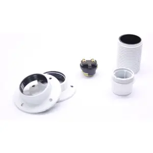 Suporte para lâmpada E14, todo roscado, com 2 anilhas - branco