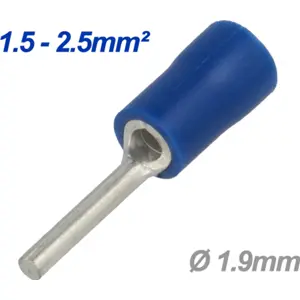 Terminal fino macho isolado azul (1.5-2.5mm²) Ø1.9mm