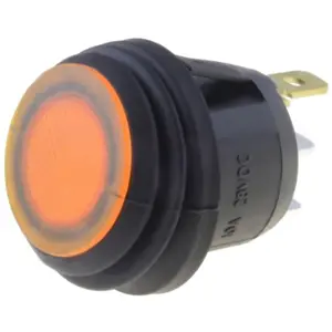 Interruptor basculante 2 posições estáveis - ON-OFF - 28VDC 10A (3 pinos) - luminoso laranja