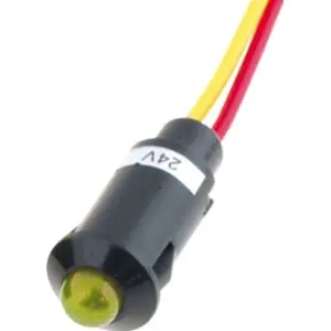 Indicador LED plástico convexo 24VDC Ø8.2mm amarelo com fios 170mm