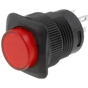 Interruptor de pressão luminoso unipolar vermelho 2 posições estáveis OFF-ON SPST 250V 1.5A