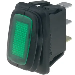 Interruptor basculante 2 posições estáveis - ON-OFF - 14VDC 25A (3 pinos) - LED 12VDC verde