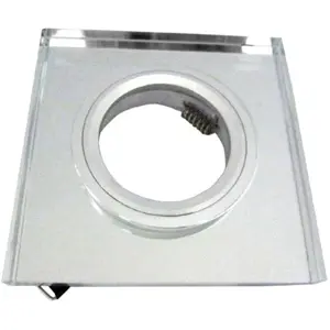 Aro fixo quadrado em vidro com mola para lâmpadas GU10/MR16 (Ø55mm) - espelhado