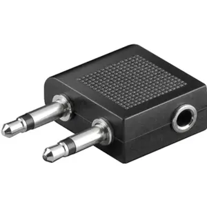 Adaptador 2x Jack3.5 macho mono -> Jack3.5 fêmea stereo 90º