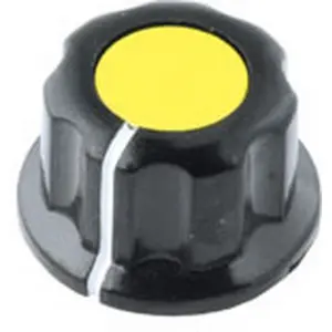 Botão de parafuso para potenciómetro [veio liso] c/ indicador Ø16.5x11mm - amarelo