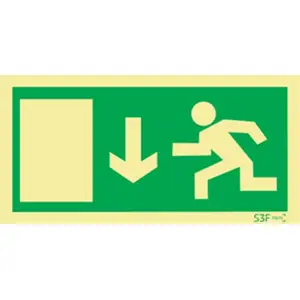 Placa de señalización fotoluminiscente para salida de emergencia ''Bajo'' - 200x100mm