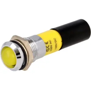 Indicador LED metálico 230VAC Ø14,2mm IP67 amarelo