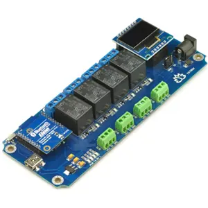 Módulo de 4 relés + 4 entradas p/ sensores de temperatura c/ display OLED (bluetooth)