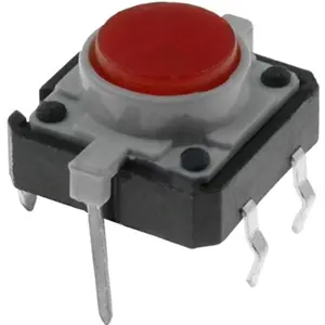 Botão miniatura 12x12x(7)mm SPST-NO 12VDC 50mA THT 1.6N c/ LED vermelho