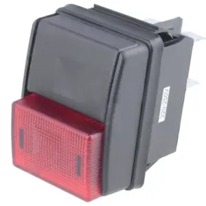 Interruptor de pressão duplo preto/vermelho com luz 2 posições ON-OFF DPST 250VAC 10A