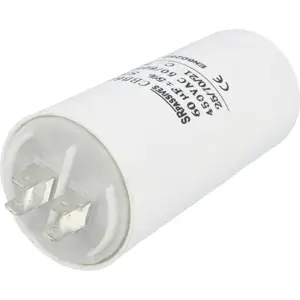 Condensador para motor  60uF 450V Ø50x106mm - c/ terminais 6.4x0.8mm e parafuso M8