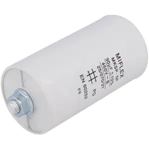Condensador para motor   30uF 450V Ø45x70mm - c/ terminais 6.4mm e parafuso M8