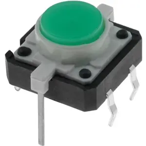 Botão miniatura 12x12x(7)mm SPST-NO 12VDC 50mA THT 1.6N c/ LED verde