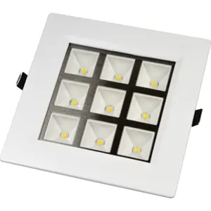 Downlight LED quadrado 230VAC 9W 630..720lm 4000..4500K 150x150mm (125x125mm) - com driver