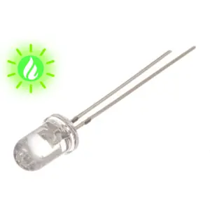 LED 5mm transparente verde alto-brilho 12000..14400mcd 30º 3..5V - efeito vela
