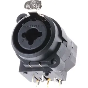 Ficha Jack 6.3 + XLR 3 pinos fêmea para painel/PCB 90º