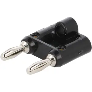 Ficha 2x banana fêmea 4mm - 2x banana macho 4mm - preto